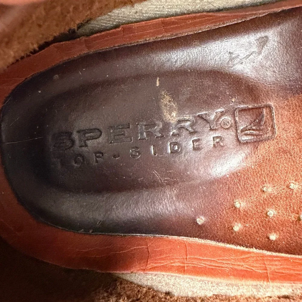 Sperry Top-Sider Billfish Mens 7.5 M Tan Brown Leather Mesh Boat Shoes 0799320